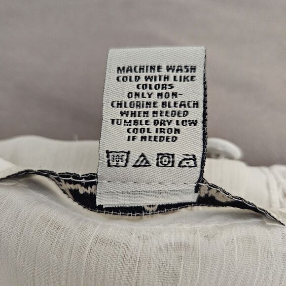 American Rag Cie Womens Peasant Top Sz L Ivory Sheer Boho Blouse Oversized Vtg - Picture 4 of 16